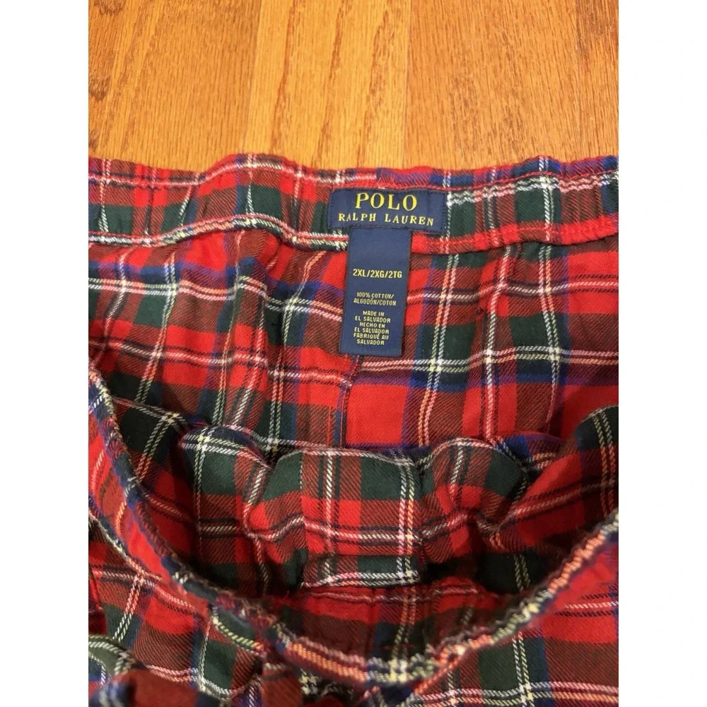 Polo Ralph Lauren Green Plaid Men's Medium 2XL Sleep Lounge Pajama Pants Flannel